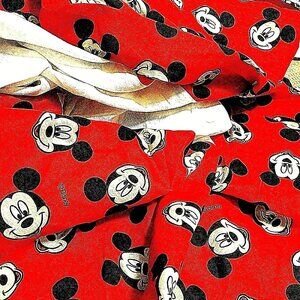 Mickey Mouse Twin Size Bedskirt Red Micky Mouse Print Walt Disney Vintage New